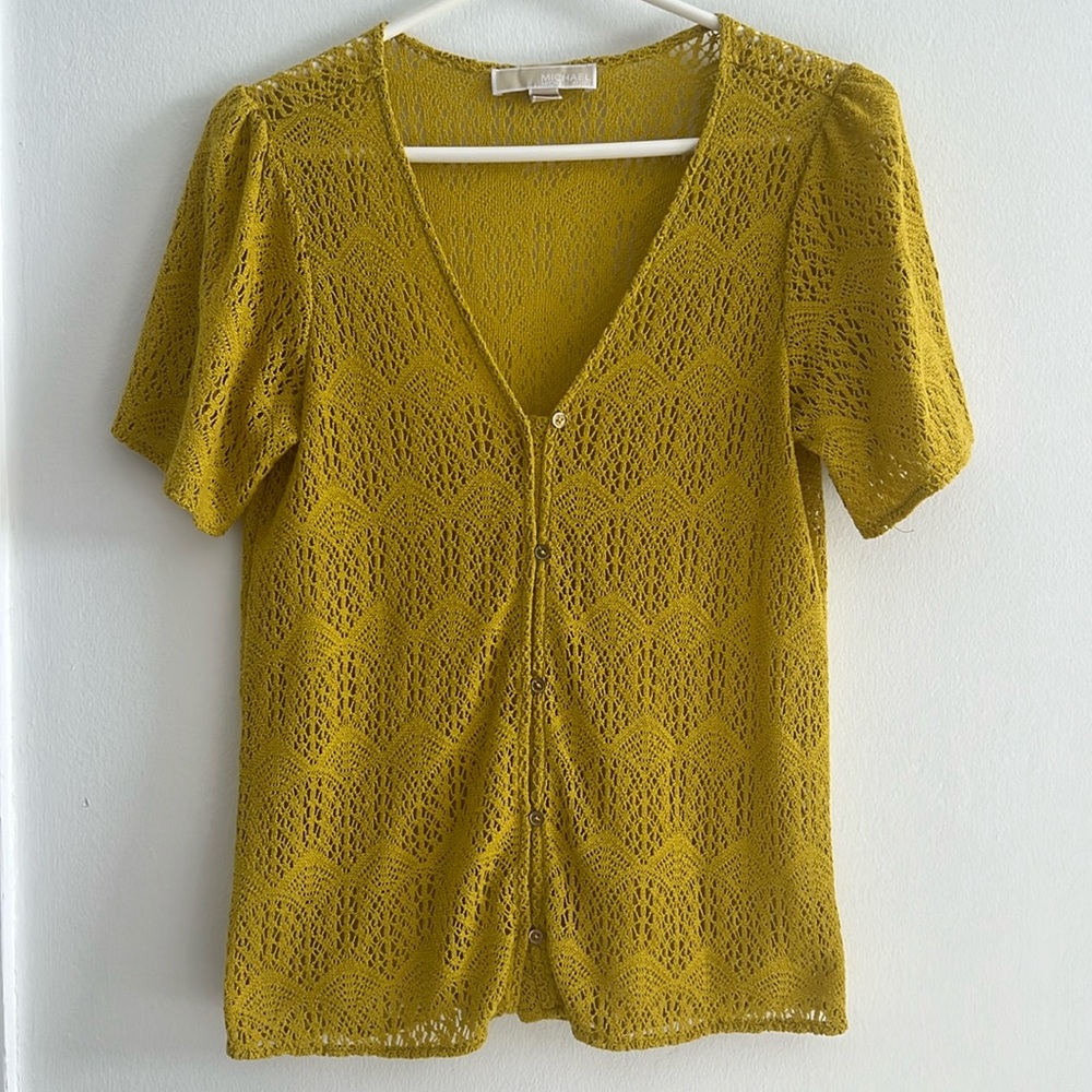 Michael Kors Shirt Womens, size XS, Yellow short sleeve.